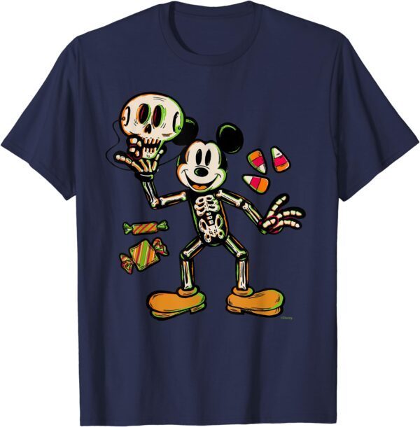 Disney 100 Mickey Mouse Skeleton Costume Halloween D100 T-Shirt - Image 2