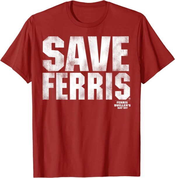 Ferris Beuller's Day Off White Distressed Save Ferris T-Shirt - Image 8