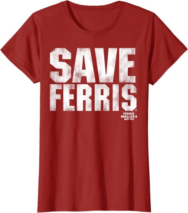 Ferris Beuller's Day Off White Distressed Save Ferris T-Shirt - Image 22