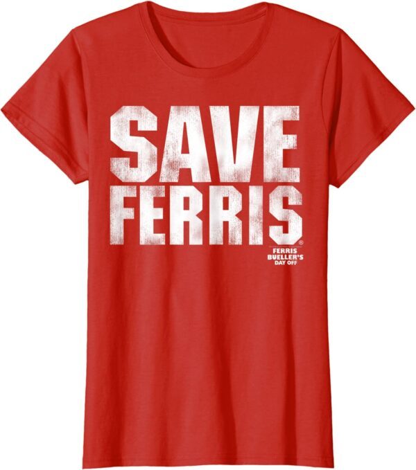Ferris Beuller's Day Off White Distressed Save Ferris T-Shirt - Image 17