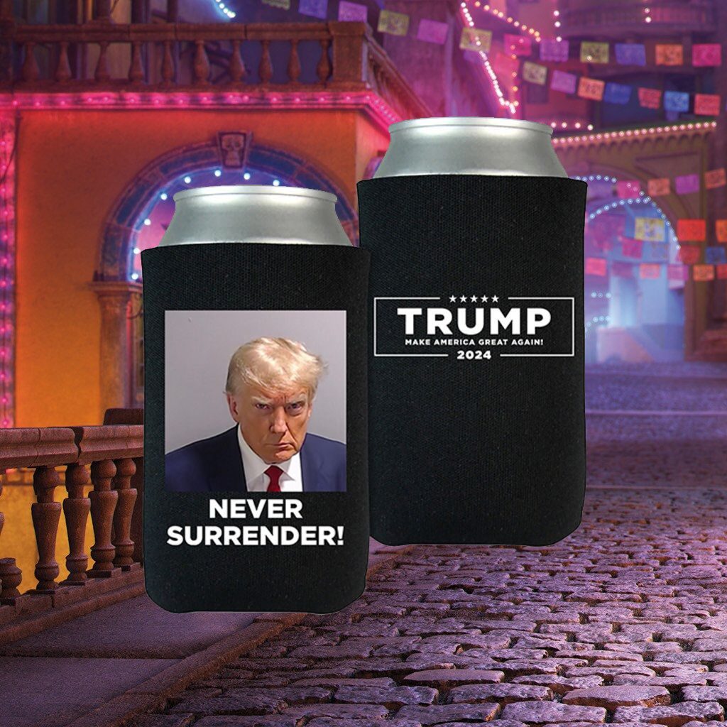 MAGA 47 Trump Never Never Surrender Beverage Cooler 4 MAGA 47 Trump Never Never Surrender Beverage Cooler 5