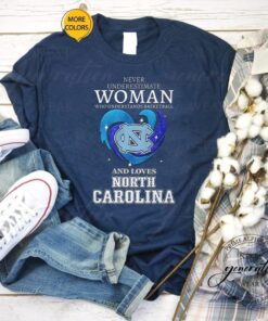 North Carolina Never Underestimate Woman Who Understands Basketball And Loves North Carolina Tar Heels T-shirts