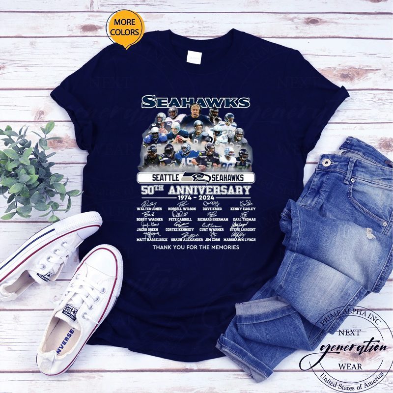 Seattle Seahawks 50th Anniversary 1974-2024 Thank You For The Memories Shirts 4 Seattle Seahawks 50th Anniversary 1974-2024 Thank You For The Memories T-Shirt