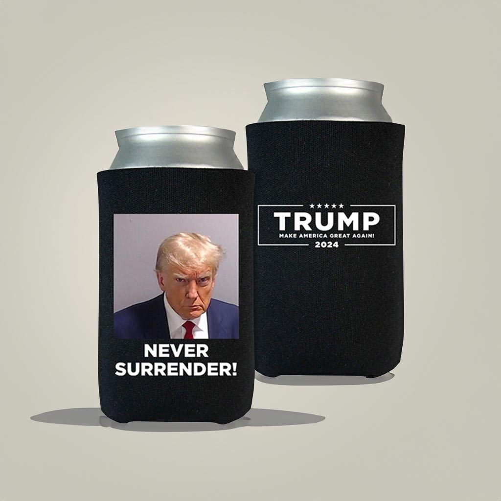 Trump 2024 Never Surrender Beverage Cooler White 8 Trump 2024 Never Surrender Beverage Cooler