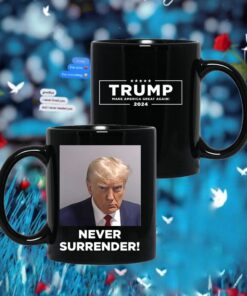 Trump Mugshot Never Surrender Coffee Mug
