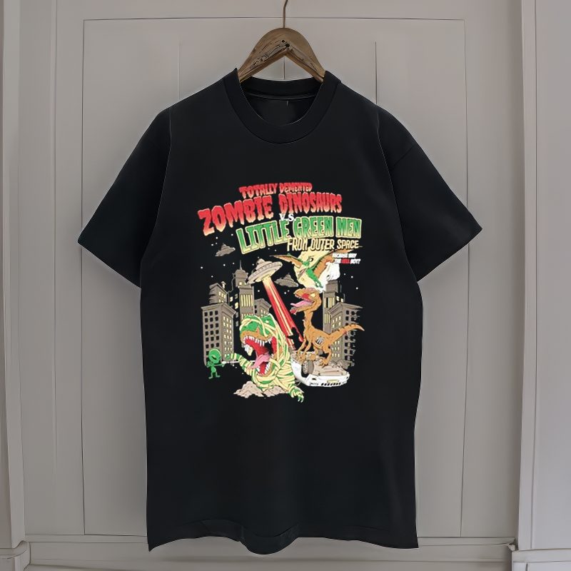 Zombie Dinosaurs vs Little Green Men Shirts 4 Zombie Dinosaurs vs Little Green Men Shirt