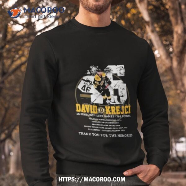 David Krejci 16 Seasons – 1032 Games – 786 Points Thank You For The Memories Shirt - Image 3