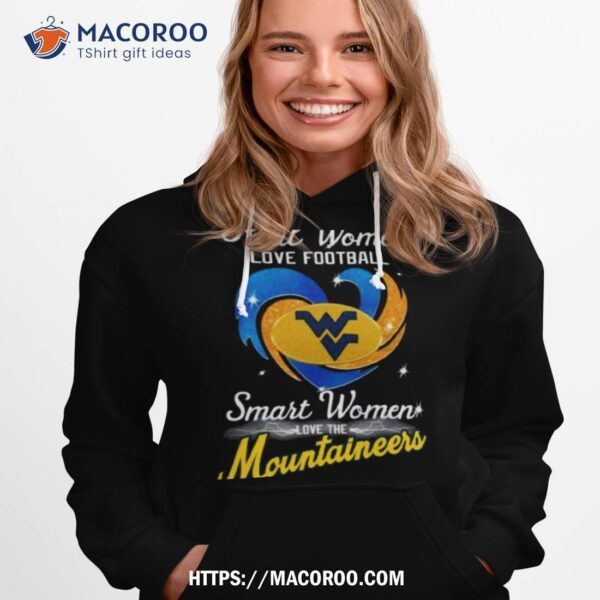 Real Women Love Football Smart Women Love The Mountaineers Diamond Heart Shirt - Image 3