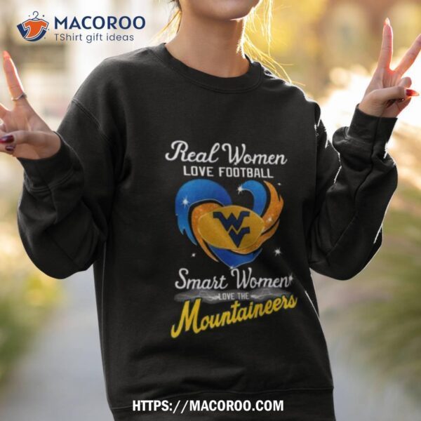 Real Women Love Football Smart Women Love The Mountaineers Diamond Heart Shirt - Image 4