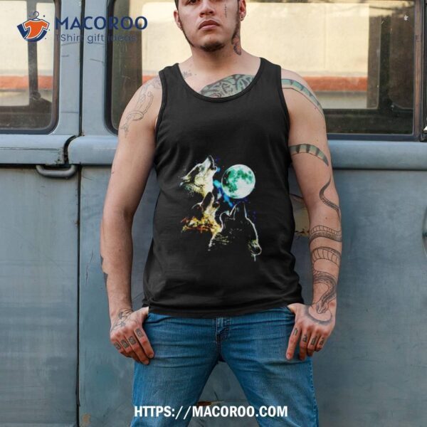 The Three Wolves Howling At The Moon Shirt - Image 4
