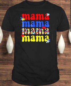 Autism Awareness Mama Vintage Puzzle Piece Autistic Mom Tee Shirt