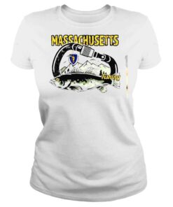 ClassicLadies Retro Carabiner Massachusetts Fishing Tee Shirt