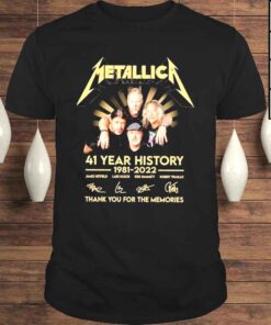 Metallica 41 Years History 19812022 thank You for the memories signatures shirt