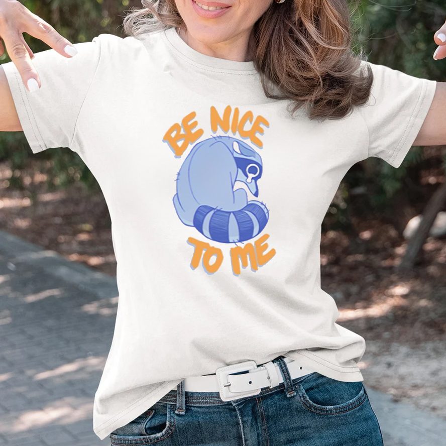 Simkaye nvy Be Nice To Me Raccoon Cry T-Shirt 4 Simkaye nvy Be Nice To Me Raccoon Cry T-Shirts