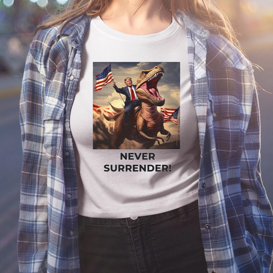 Trump Never Surrender!! T-Rex Unisex Heavy Cotton T-Shirt 4 Trump Never Surrender!! T-Rex Unisex Heavy Cotton Shirt