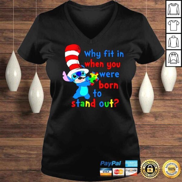 Why fit when you are born to stand out Stitch autism shirt - Image 2