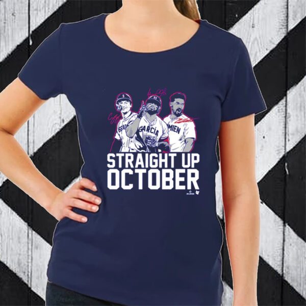 COREY SEAGER MARCUS SEMIEN AND ADOLIS GARCIA STRAIGHT UP OCTOBER T-Shirt