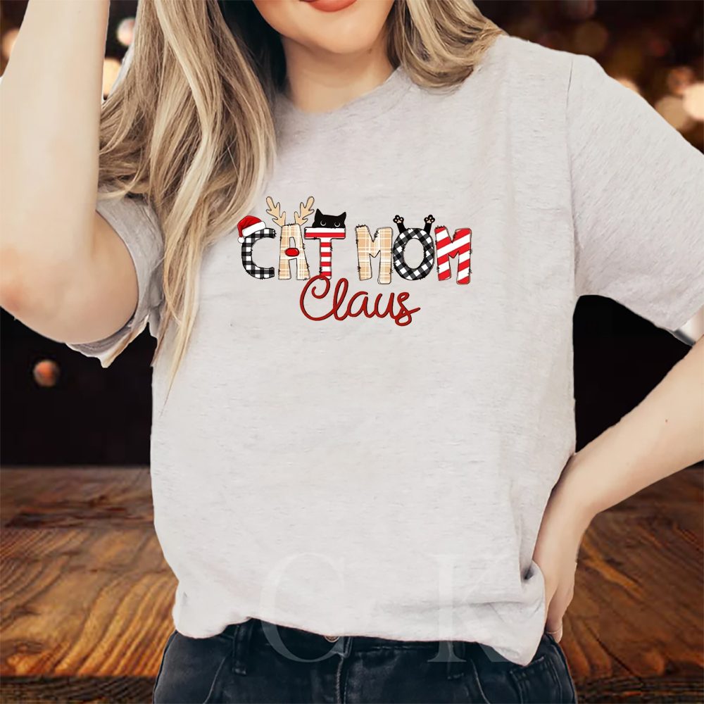 Christmas Cat Mom Claus Sweat T-Shirt 4 Christmas Cat Mom Claus Sweat T-Shirts