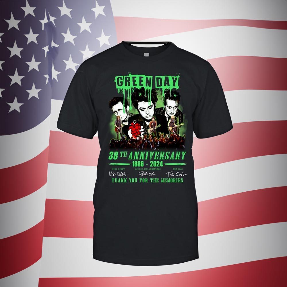 Green Day 38th Anniversary 1989 – 2024 Thank You For The Memories T-Shirt 5 Green Day 38th Anniversary 1989 – 2024 Thank You For The Memories T-Shirts