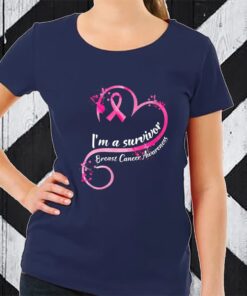 Pink Heart I’m A Survivor Breast Cancer Awareness Ribbon T-Shirt