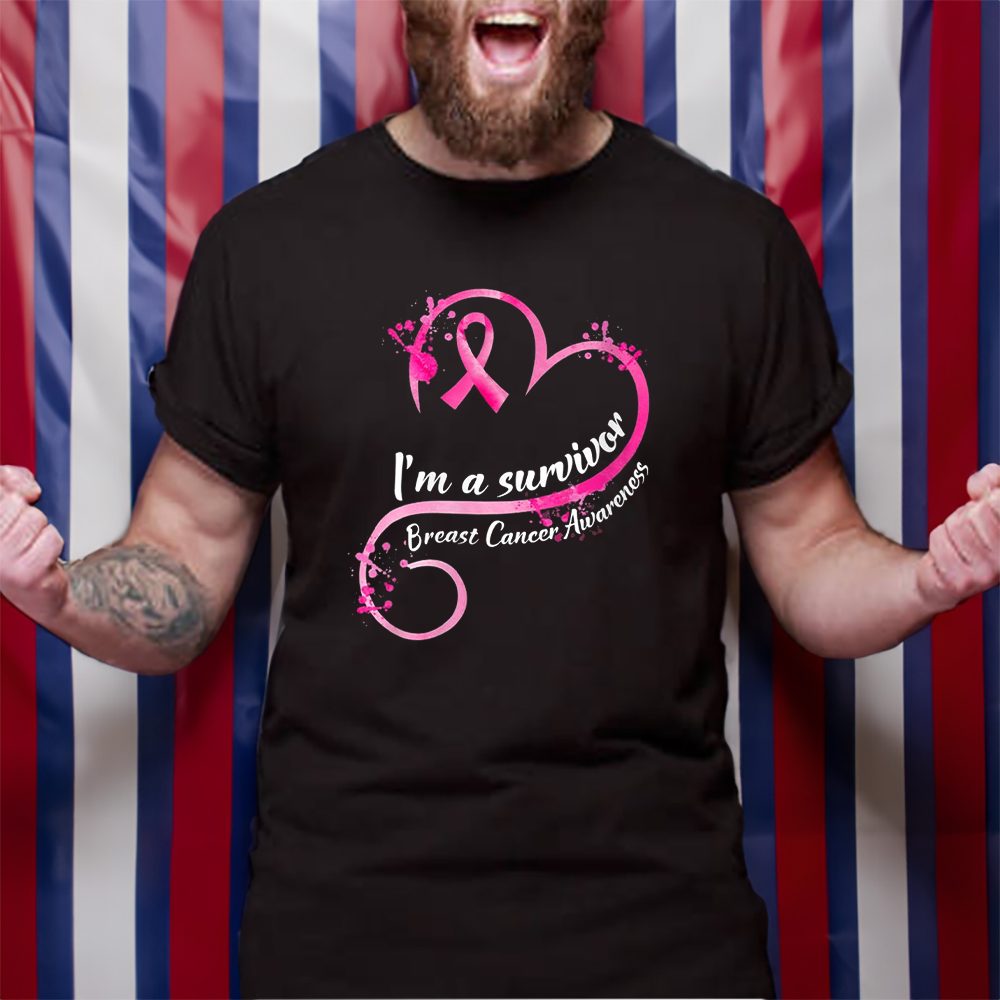 Pink Heart I’m A Survivor Breast Cancer Awareness Ribbon T-Shirt 4 Pink Heart I’m A Survivor Breast Cancer Awareness Ribbon TShirt