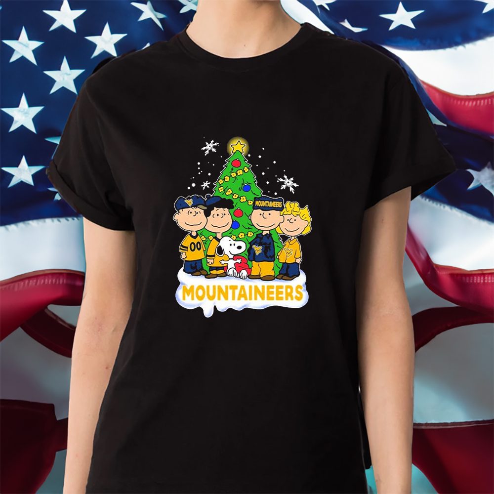 West Virginia Football X Peanuts Characters Happy Christmas T-Shirt 4 West Virginia Football X Peanuts Characters Happy Christmas Shirt