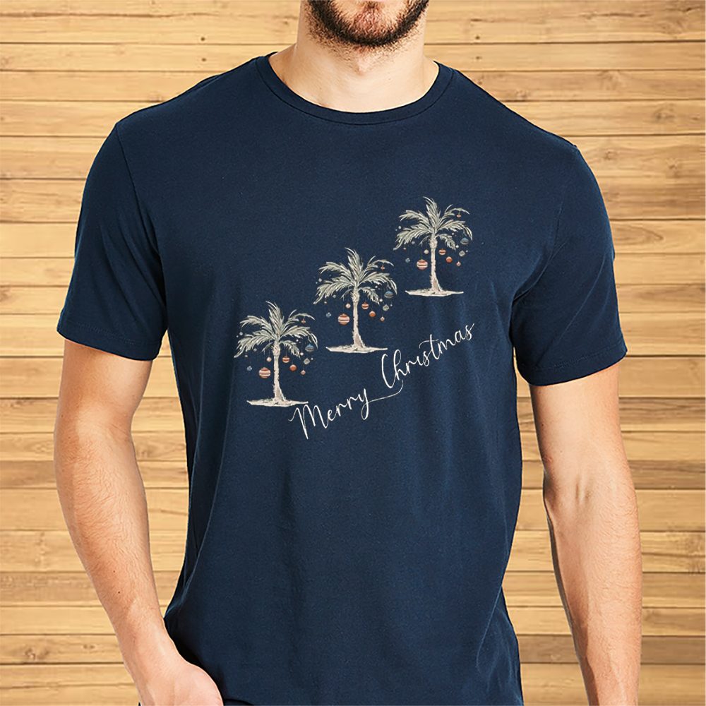 Women’S Casual Christmas Palm Tree Group Sweat T-Shirt 4 Women’S Casual Christmas Palm Tree Group Sweat Shirt