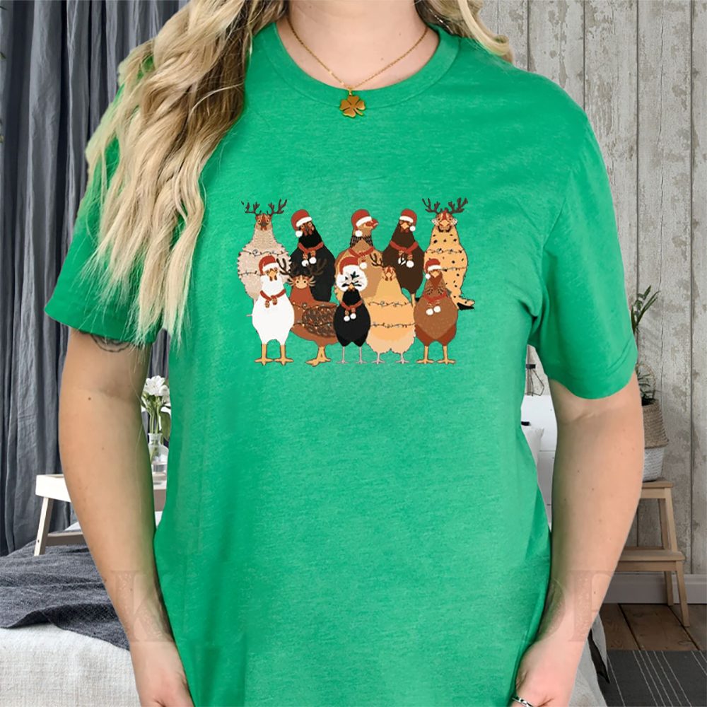 Women’s Cute Christmas Chickens Sweat T-Shirt 4 Women’s Cute Christmas Chickens Sweat T-Shirts