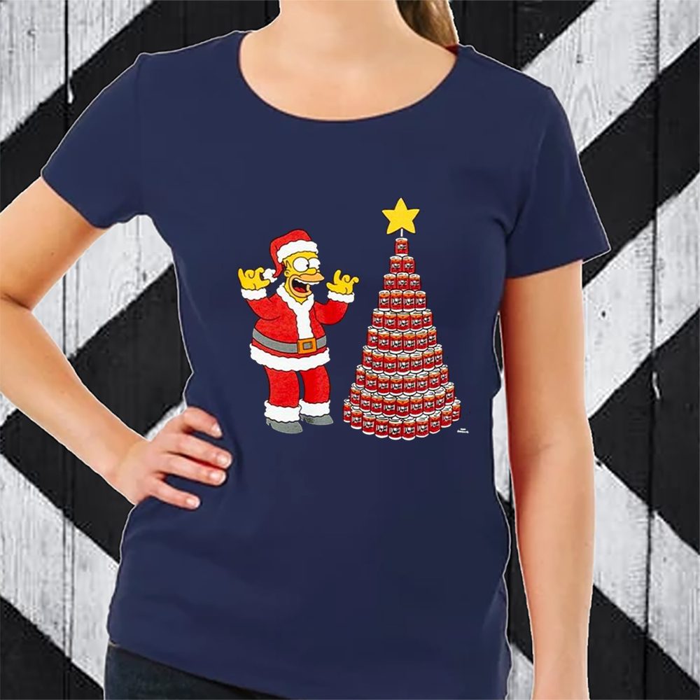 Homer Simpson Tis The Season Duff Beer Christmas Tree T-Shirt 4 Homer Simpson Tis The Season Duff Beer Christmas Tree TShirt