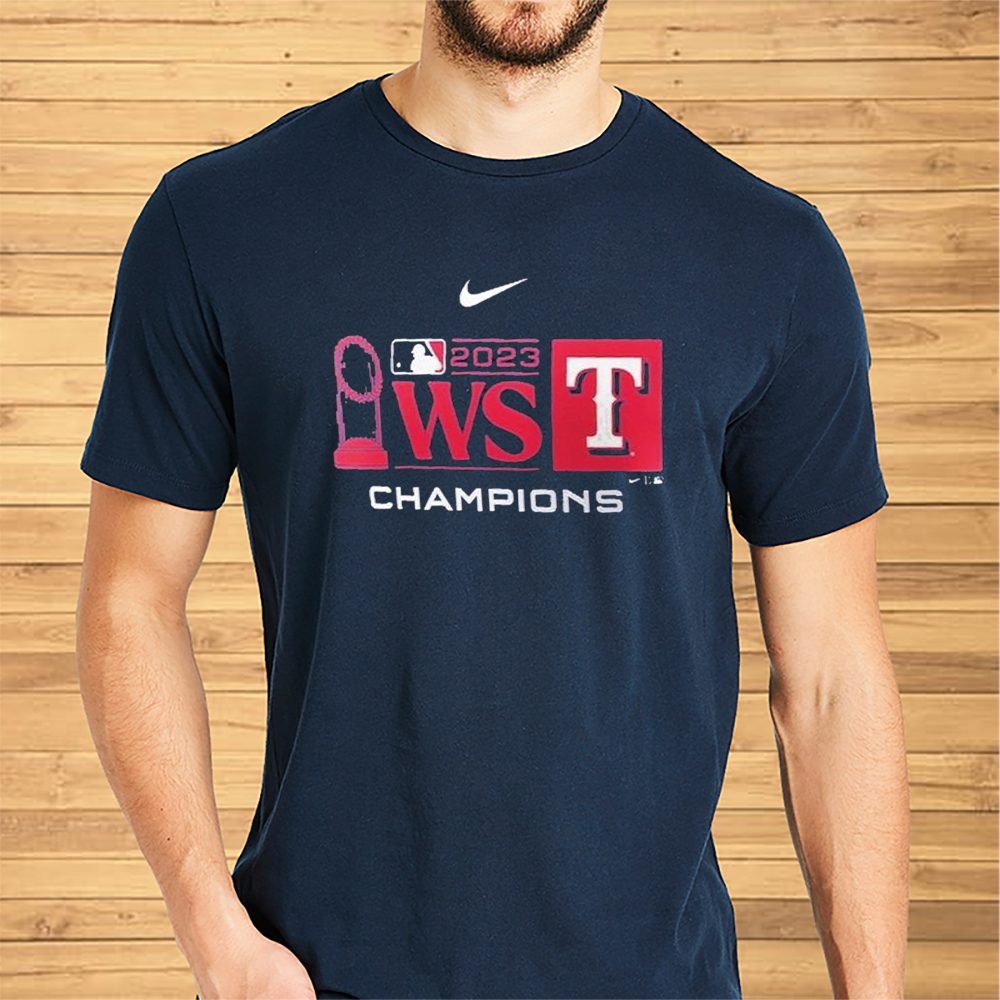Texas Rangers Nike 2023 World Series Champions Trophy Lock Up T-Shirt 4 Texas Rangers Nike 2023 World Series Champions Trophy Lock Up Shirt