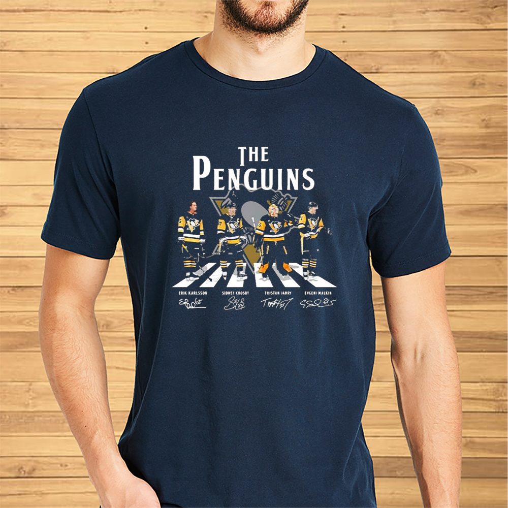 The Penguins Abbey Road Erik Karlsson Sidney Crosby Tristan Jarry And Evgeni Malkin Signatures T-Shirt 4 The Penguins Abbey Road Erik Karlsson Sidney Crosby Tristan Jarry And Evgeni Malkin Signatures Shirt