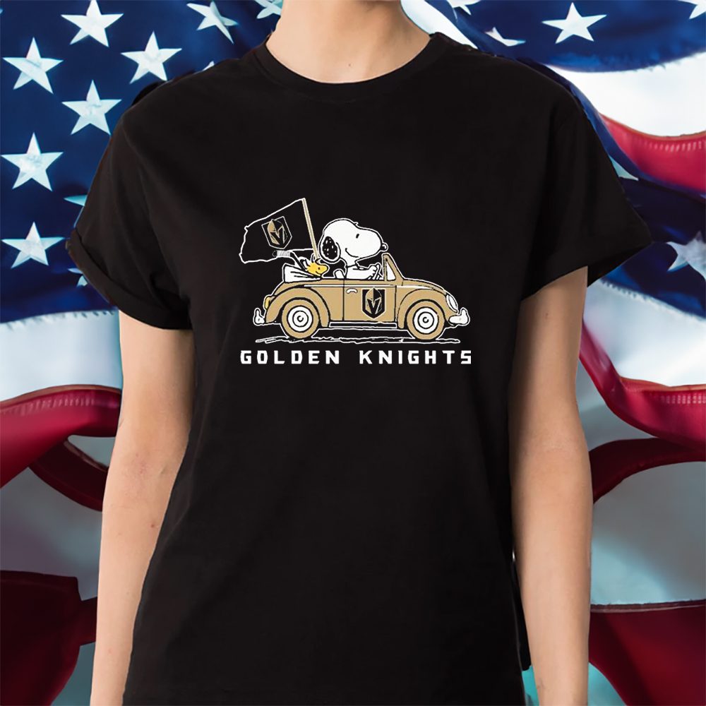 Vegas Golden Knights X Peanuts Snoopy And Woodstock On Car T-Shirt 4 Vegas Golden Knights X Peanuts Snoopy And Woodstock On Car Shirt