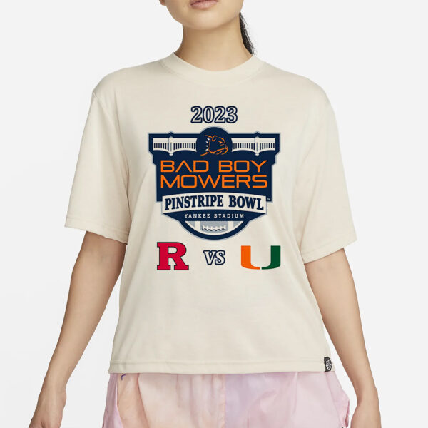 2023 Bad Boy Mowers Pinstripe Bowl Rutgers Scarlet Knights vs Miami Hurricanes Football Shirt11