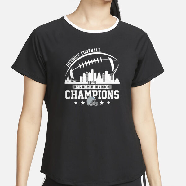 2023 Detroit Football Skyline NFC North Champions T-Shirt2