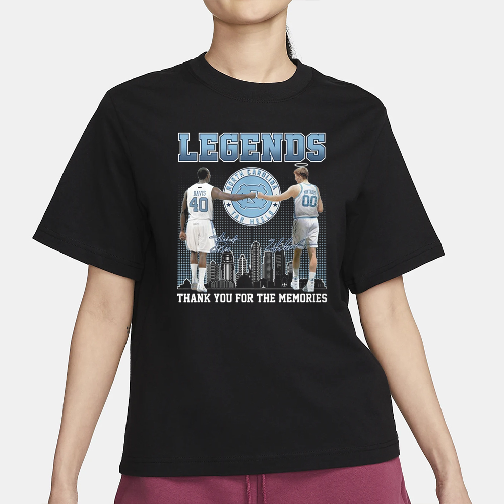 40 Davis And 00 Montross Legends Thanks You For The Memories Tar Heels T-Shirt 4 40 Davis And 00 Montross Legends Thanks You For The Memories Tar Heels T-Shirt1