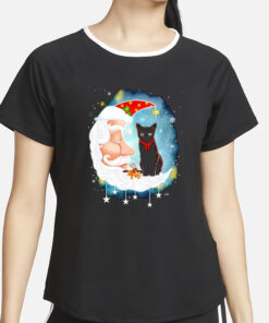 Cat black moon snowflake Christmas Shirt4