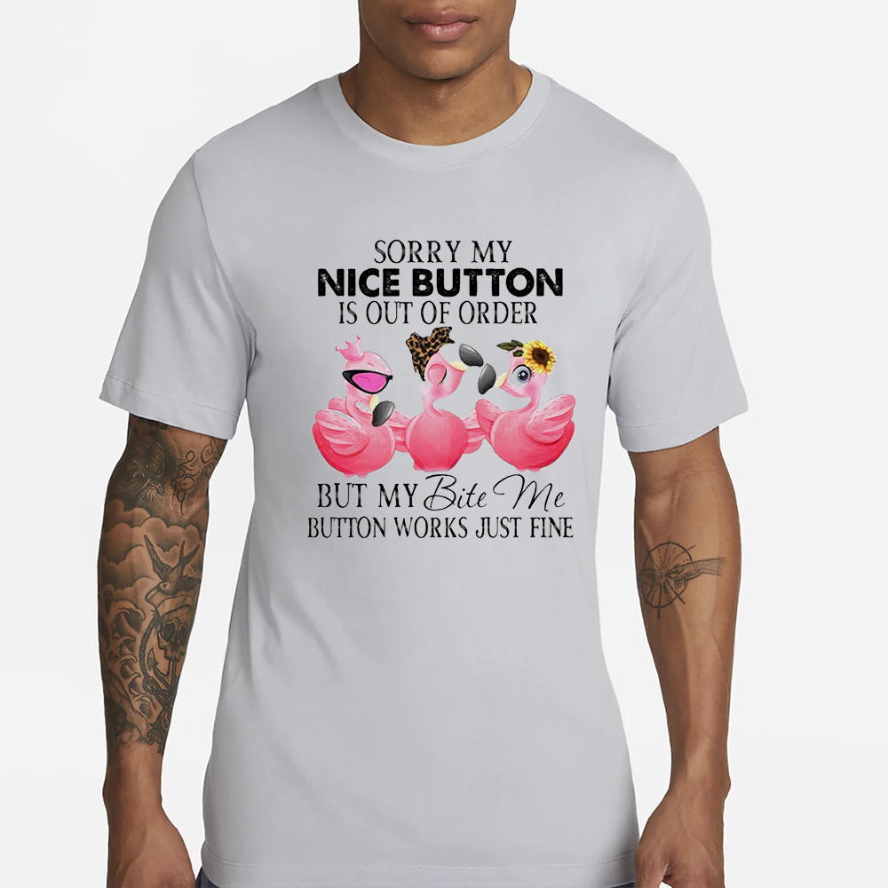 Flamingo Sorry My Nice Button Is Out Of Order But My Bite Me Button Works Just Fine Classic T-Shirt 4 Flamingo Sorry My Nice Button Is Out Of Order But My Bite Me Button Works Just Fine Classic T-Shirt