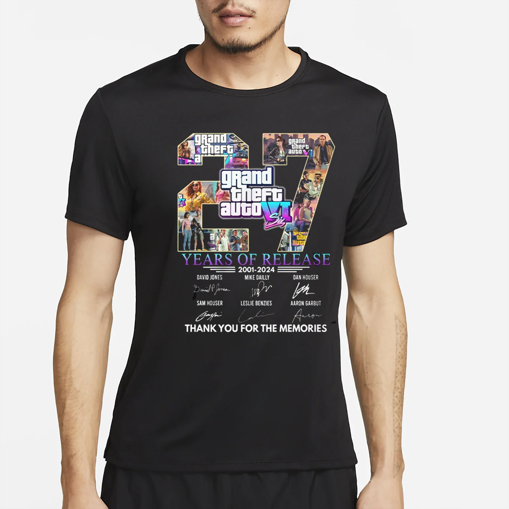 Grand Theft Auto VI 27 Years Of Release 2001 – 2024 Thank You For The Memories T-Shirt 4 Grand Theft Auto VI 27 Years Of Release 2001 – 2024 Thank You For The Memories T-Shirt2
