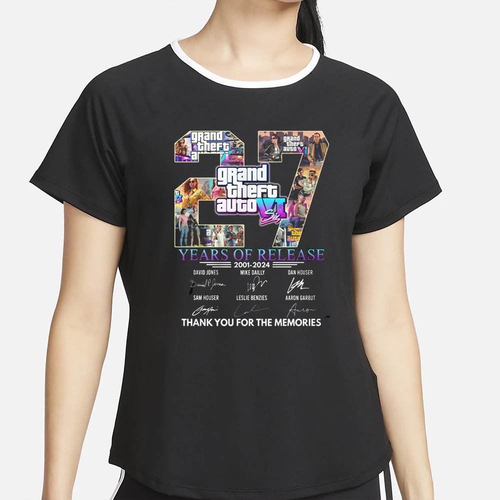 Grand Theft Auto VI 27 Years Of Release 2001 – 2024 Thank You For The Memories T-Shirt 5 Grand Theft Auto VI 27 Years Of Release 2001 – 2024 Thank You For The Memories T-Shirt4