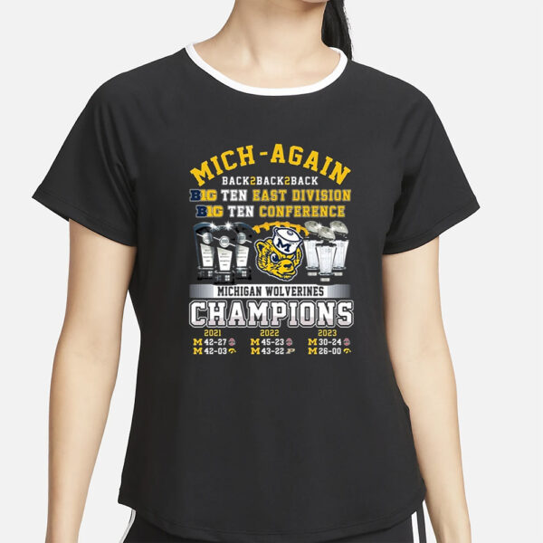 Mich-Again Back To Back To Back Big Ten East Division Big Ten East Conference Michigan Wolverines Shirt22
