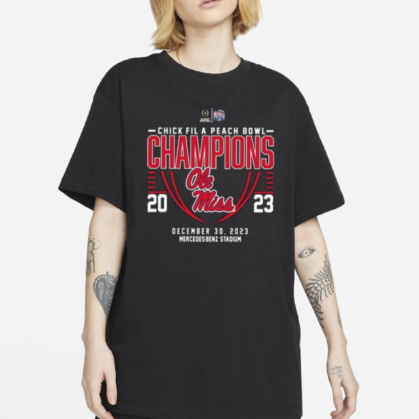 Ole Miss Rebels 2023 Chick-fil-A Peach Bowl Champions T-Shirt4