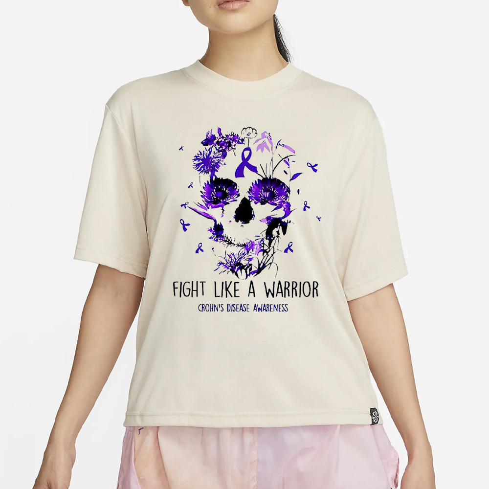 Skull Fight Like A Warrior Crohn’s Disease Awareness T-Shirt