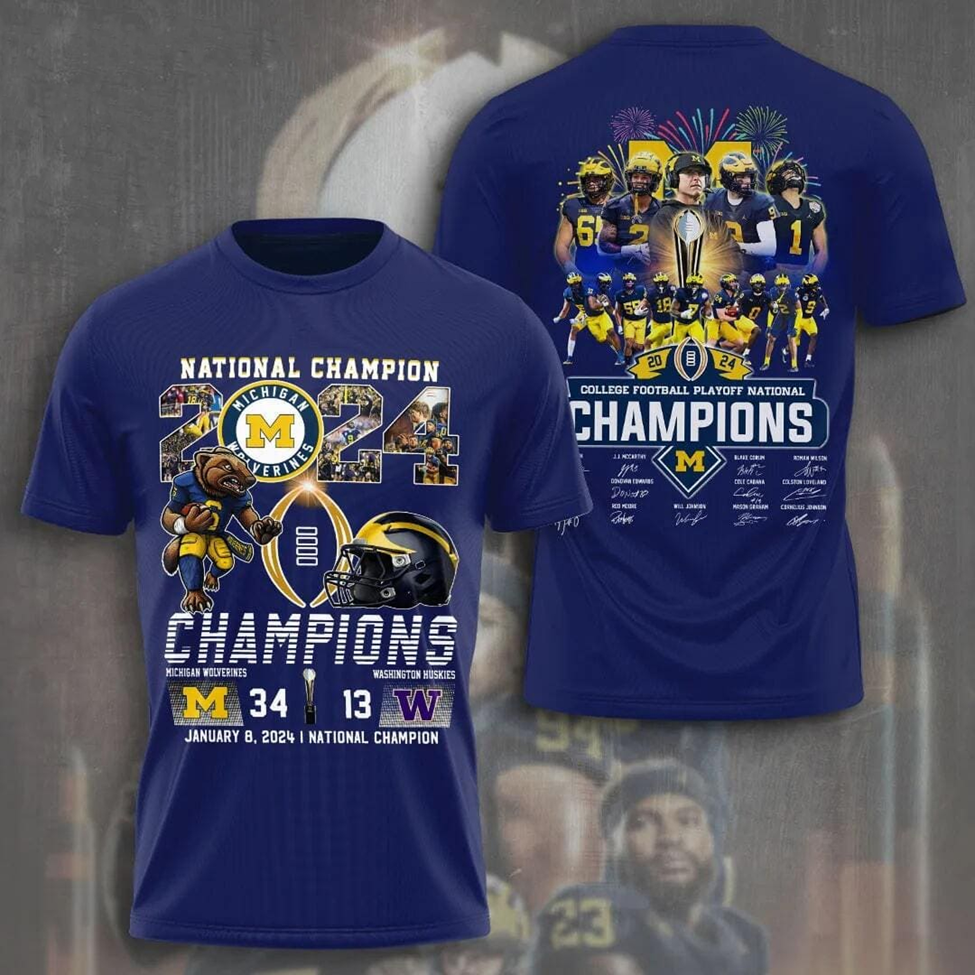 Michigan 34-13 Huskies 2024 College Football Playoff National Champions T-Shirt 4 Michigan 34-13 Huskies 2024 College Football Playoff National Champions Shirt