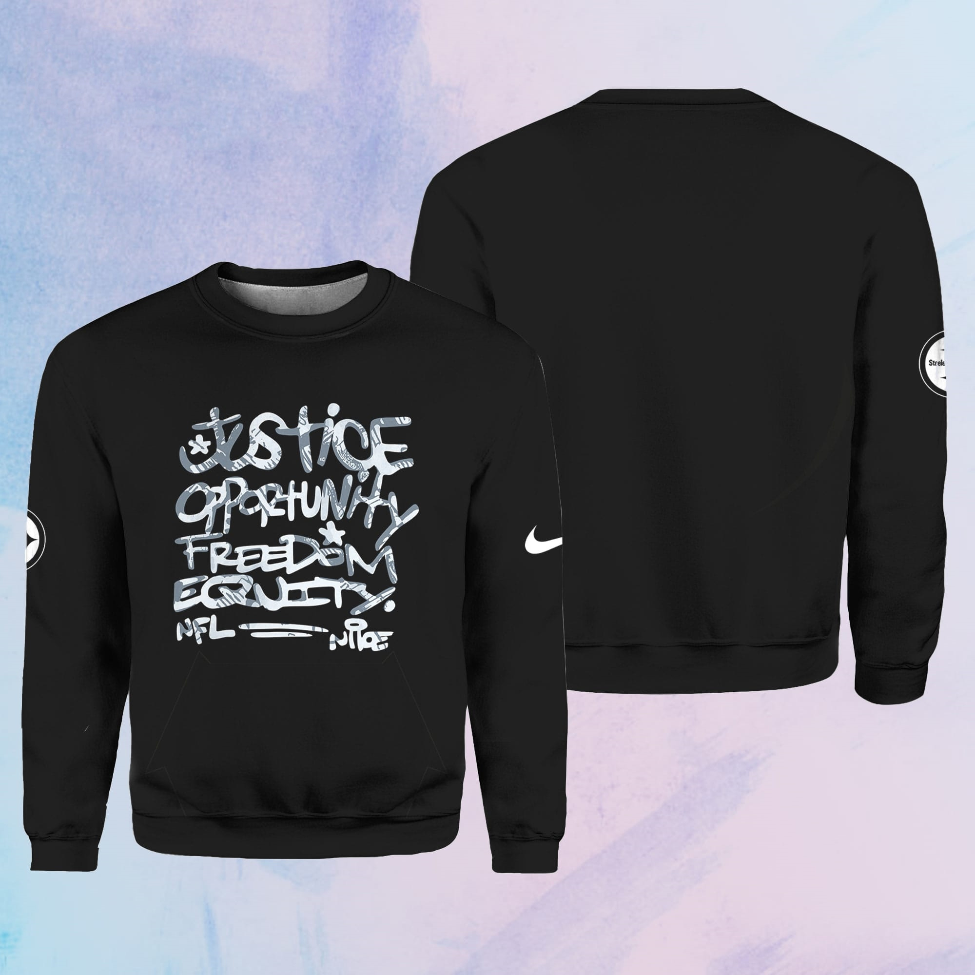 Steelers Justice Opportunity Equity Freedom Sweater 2 Steelers Justice Opportunity Equity Freedom Sweater