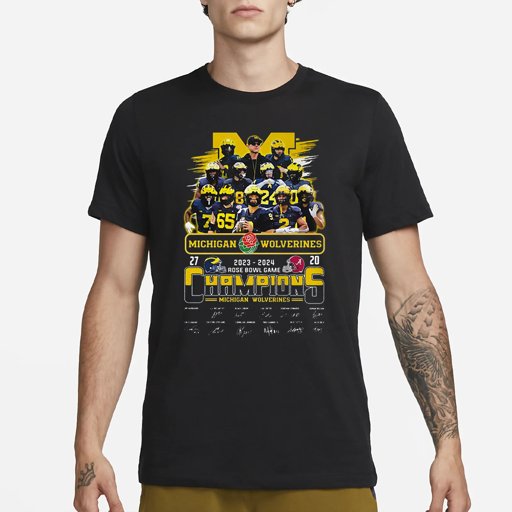Wolverines 2024 Champions Rose Bowl Game 27-20 T-Shirt 4 Wolverines 2024 Champions Rose Bowl Game 27-20 T-Shirt1