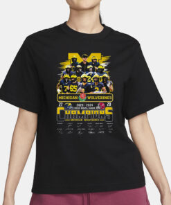 Wolverines 2024 Champions Rose Bowl Game 27-20 T-Shirt3