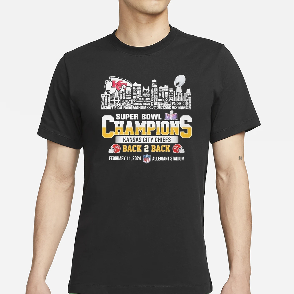 KC Chiefs Super Bowl Champions LVIII 2024 Back2back Skyline T-Shirt 4 KC Chiefs Super Bowl Champions LVIII 2024 Back2back Skyline T-Shirt