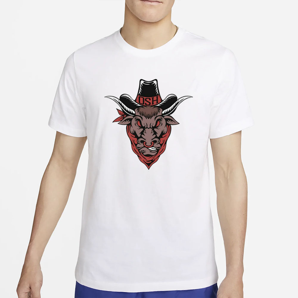 Old School Hats Bull Custom Printed T-Shirt 4 Old School Hats Bull Custom Printed T-Shirt2