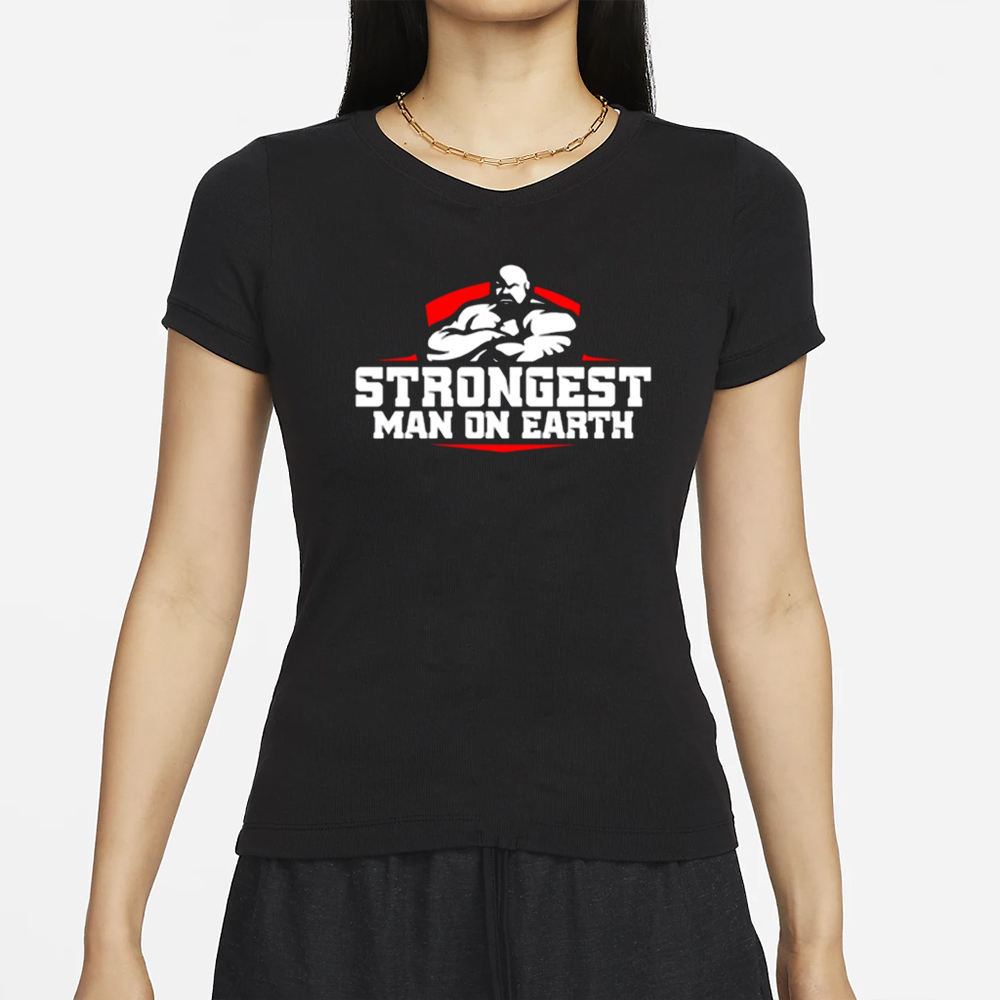 Brian Shaw Wearing Strongest Man On Earth T-Shirts