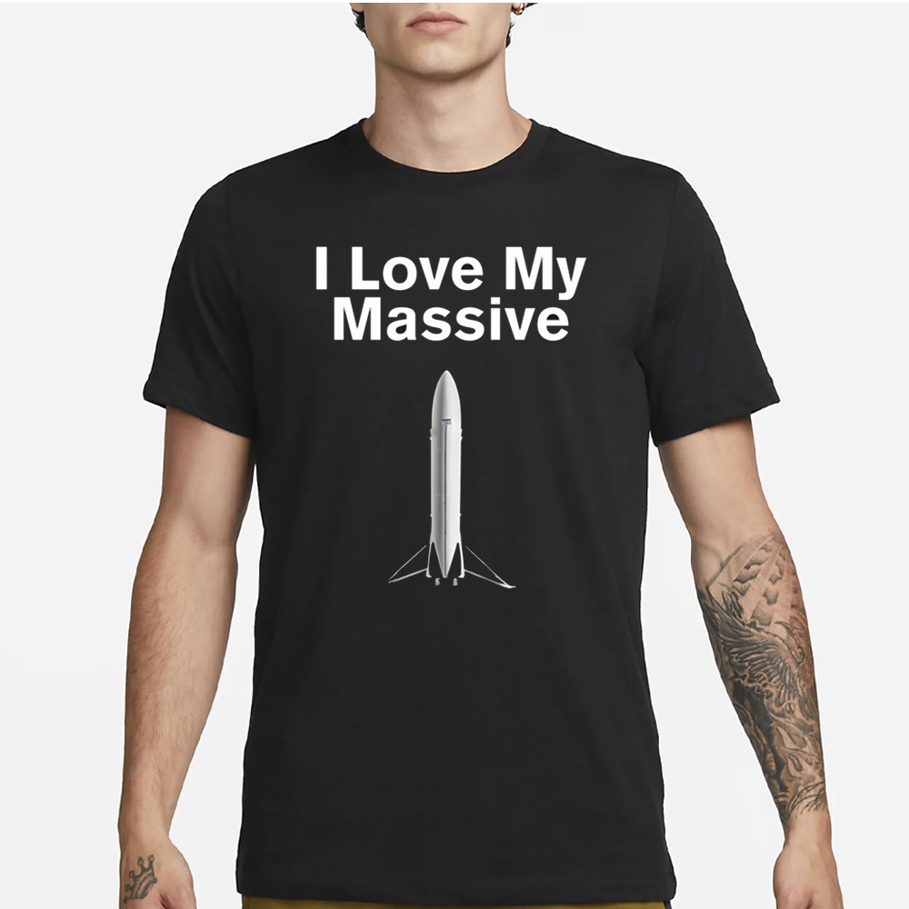 Elon Musk Wearing I Love Massive Rocket Starship T-Shirt 4 Elon Musk Wearing I Love Massive Rocket Starship T-Shirt1